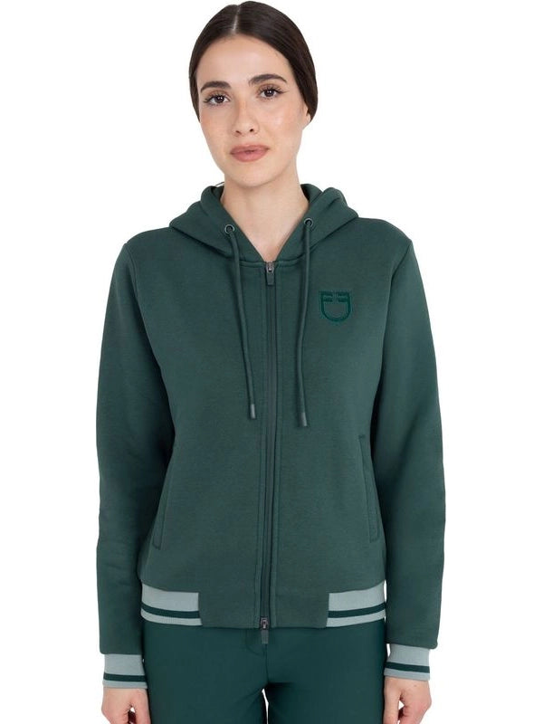Felpa donna con cappuccio e zip frontale
