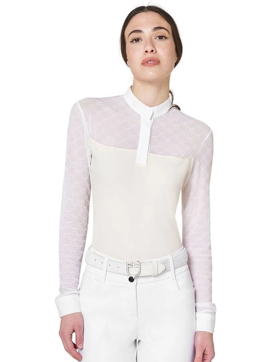 Polo concorso donna maniche lunghe con tulle