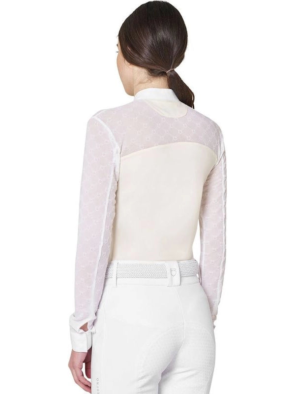 Polo concorso donna maniche lunghe con tulle