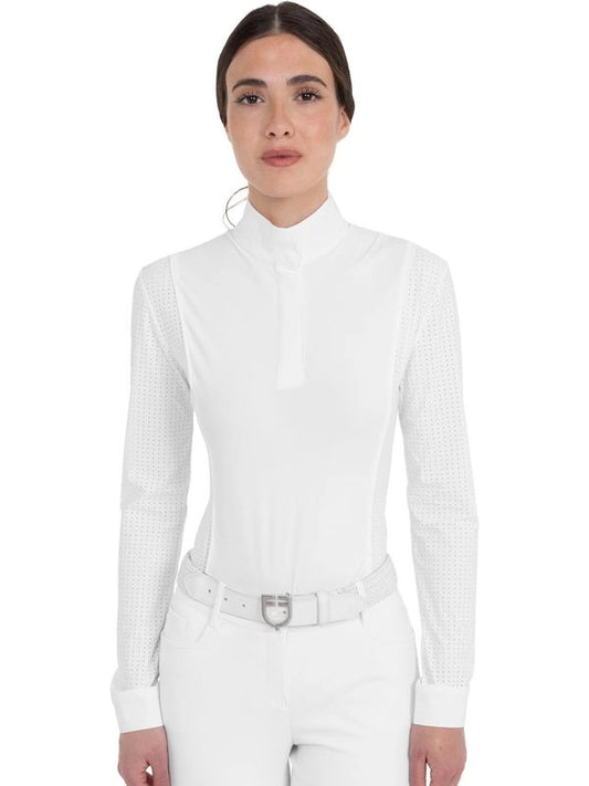 Polo concorso donna maniche lunghe traforata