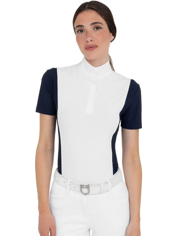 Polo concorso donna manica corta con inserti in mesh