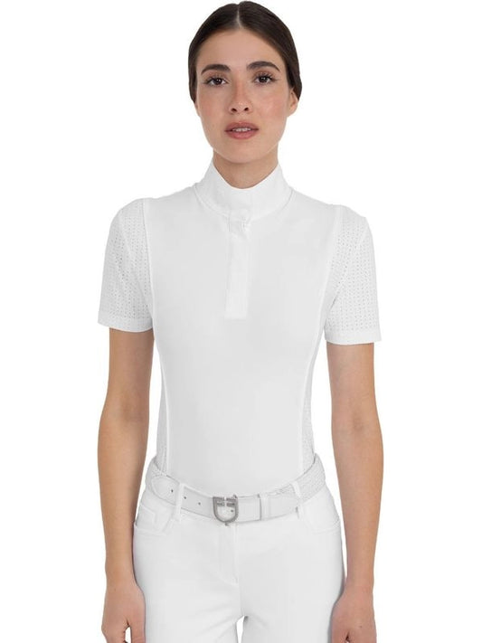 Polo concorso donna manica corta con inserti in mesh