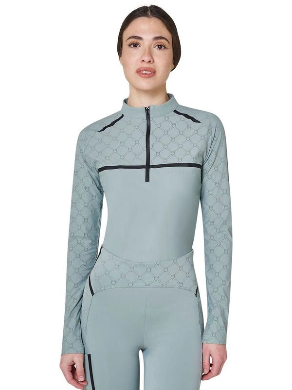 Polo allenamento donna maniche lunghe stampa monogram