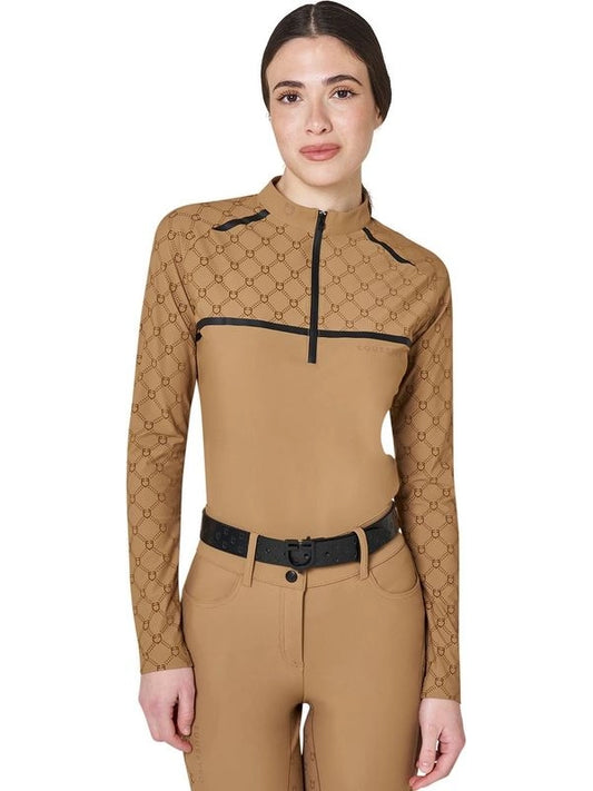Polo allenamento donna maniche lunghe stampa monogram