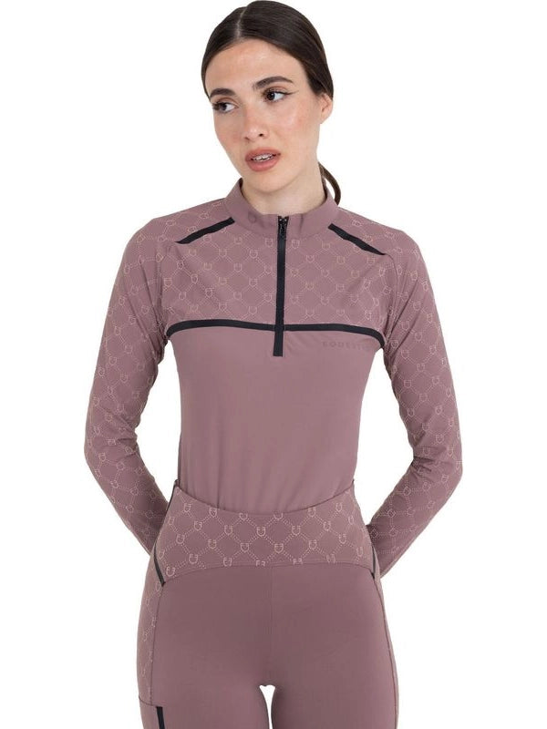 Polo allenamento donna maniche lunghe stampa monogram