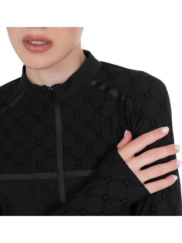 Polo allenamento donna maniche lunghe stampa monogram