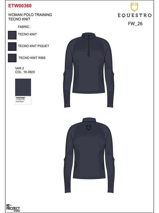 Polo allenamento donna in maglia tecnica con zip