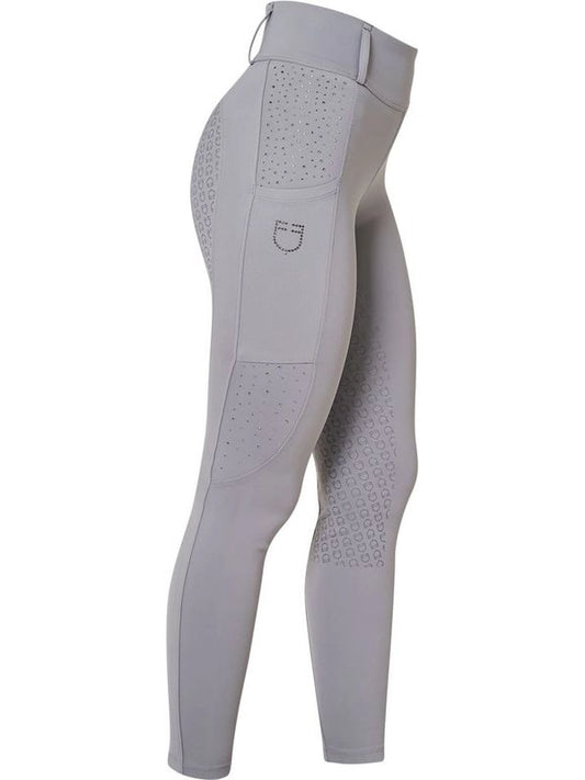 Leggings donna vita alta con passanti e strass