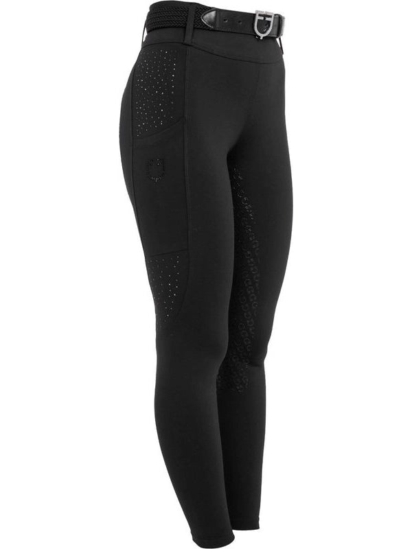 Leggings donna vita alta con passanti e strass
