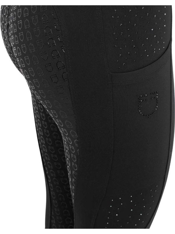 Leggings donna vita alta con passanti e strass