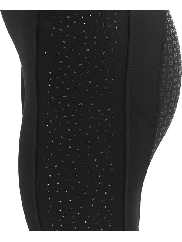 Leggings donna vita alta con passanti e strass
