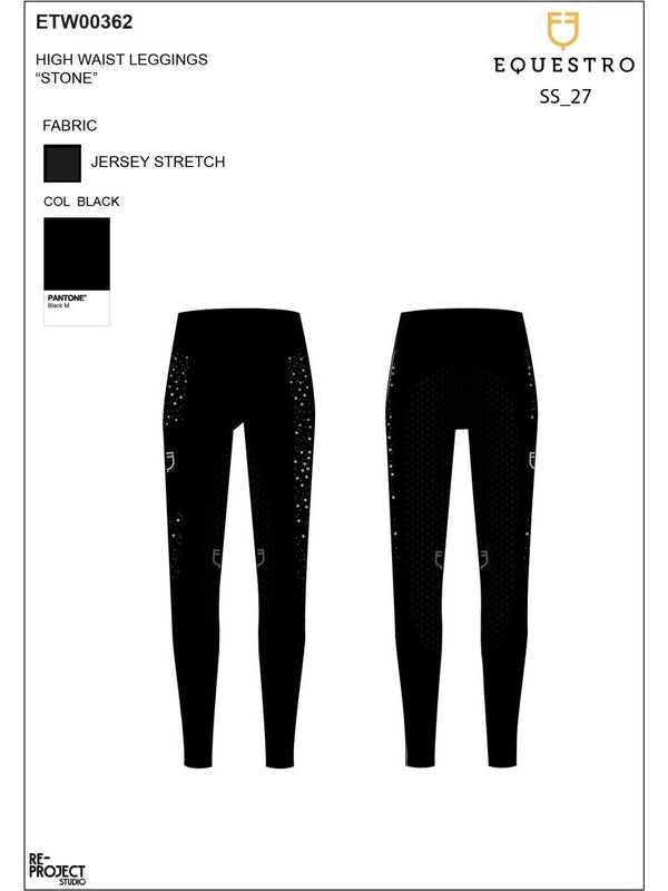 Leggings donna vita alta con passanti e strass