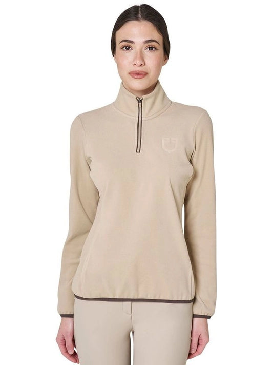 Felpa donna collo alto in pile con zip a 3/4