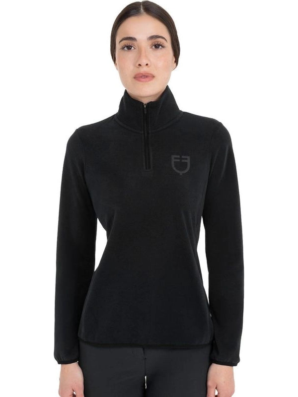 Felpa donna collo alto in pile con zip a 3/4