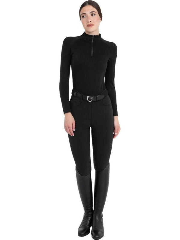 Pantaloni donna vita alta con grip al ginocchio