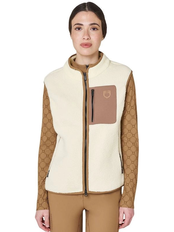 Smanicato donna in pile teddy con tasca frontale