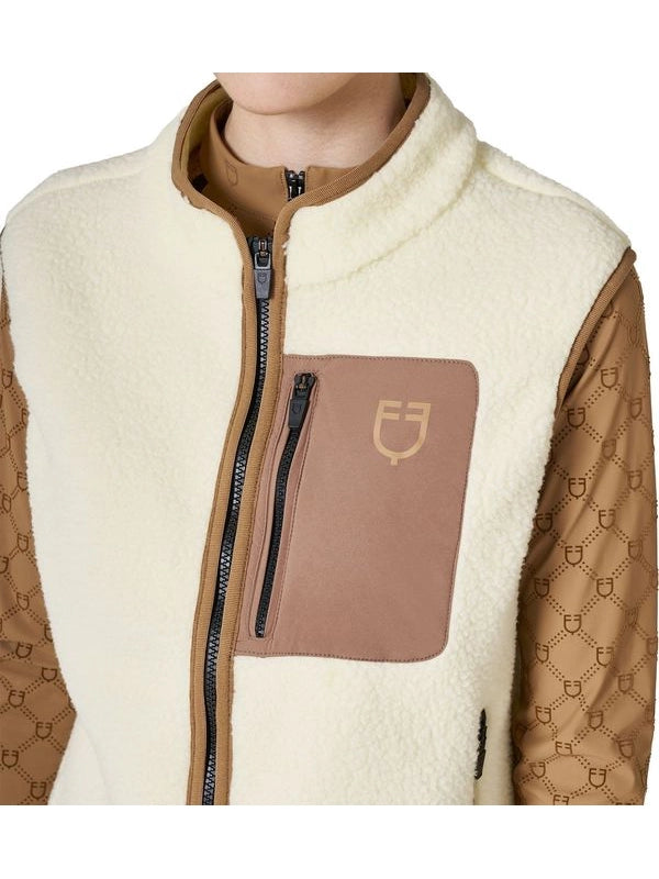 Smanicato donna in pile teddy con tasca frontale