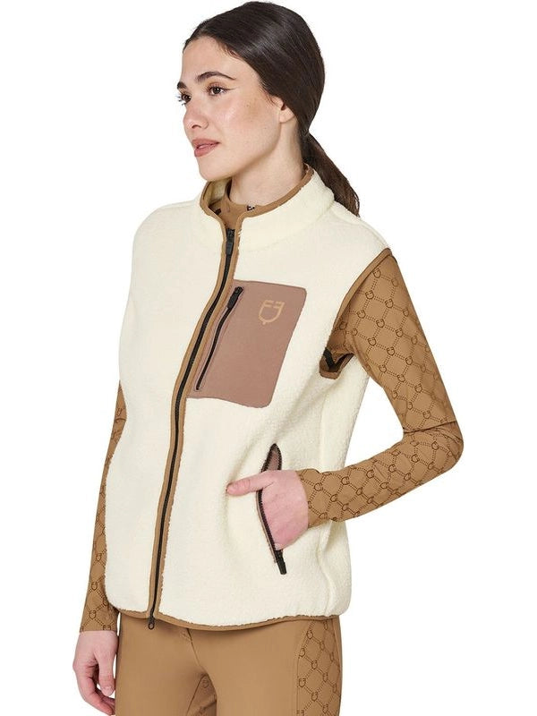 Smanicato donna in pile teddy con tasca frontale