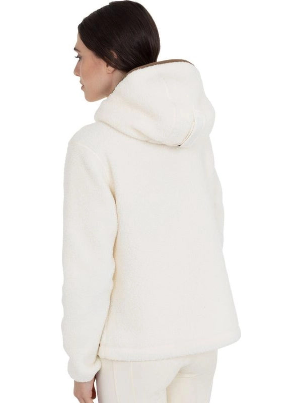 Felpa donna in pile teddy con cappuccio e zip
