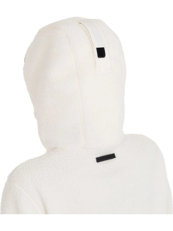 Felpa donna in pile teddy con cappuccio e zip