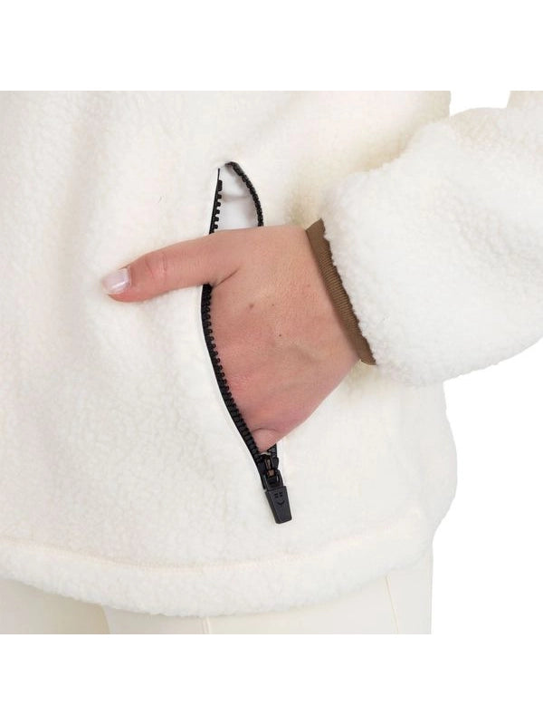 Felpa donna in pile teddy con cappuccio e zip