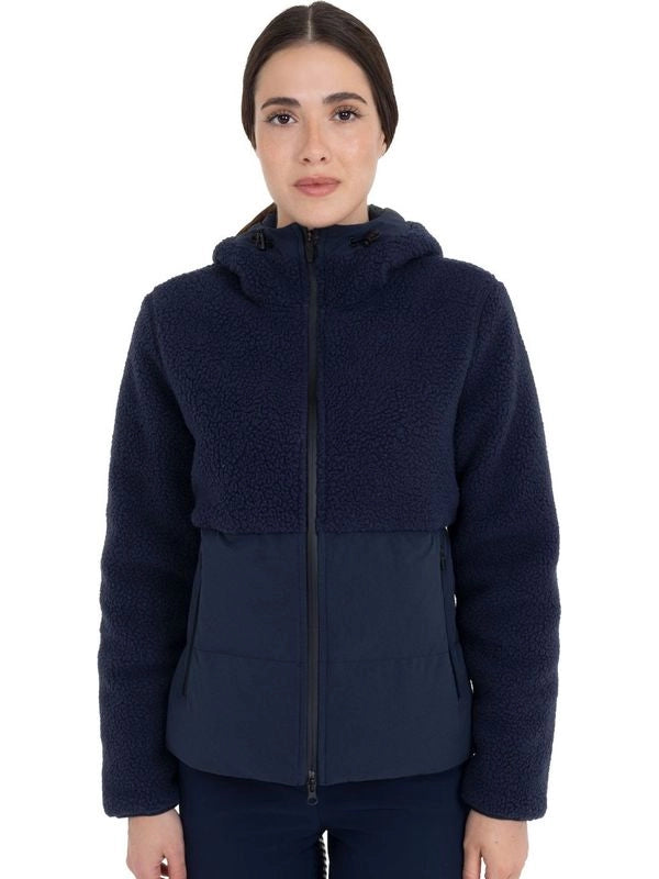 Giacca piumino donna con inserti in teddy