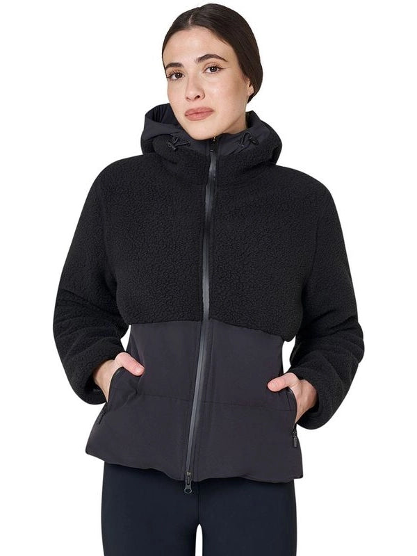 Giacca piumino donna con inserti in teddy