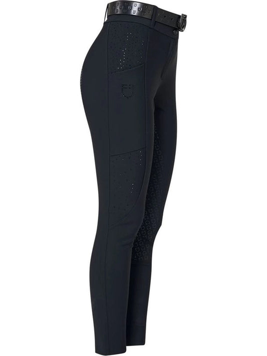 Pantaloni donna vita alta full grip con strass