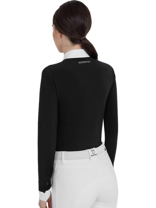Polo da concorso da donna a manica lunga con strass