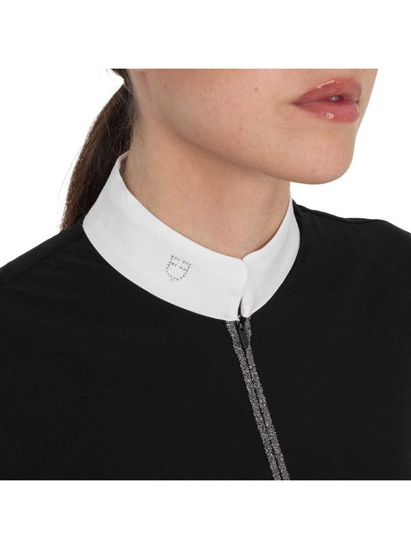 Polo da concorso da donna a manica lunga con strass