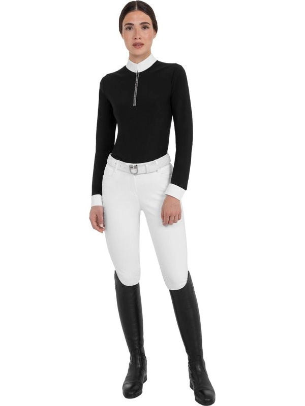 Polo da concorso da donna a manica lunga con strass
