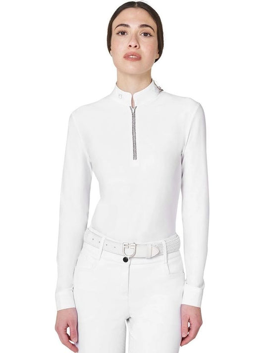 Polo da concorso da donna a manica lunga con strass