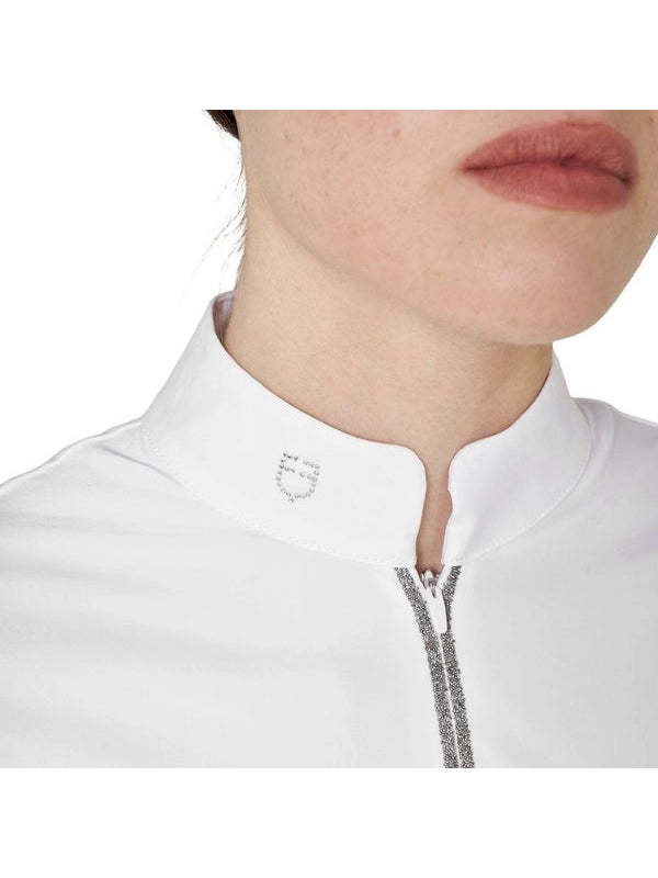 Polo da concorso da donna a manica lunga con strass