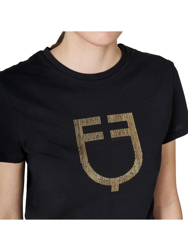 T-shirt donna con logo in lamina