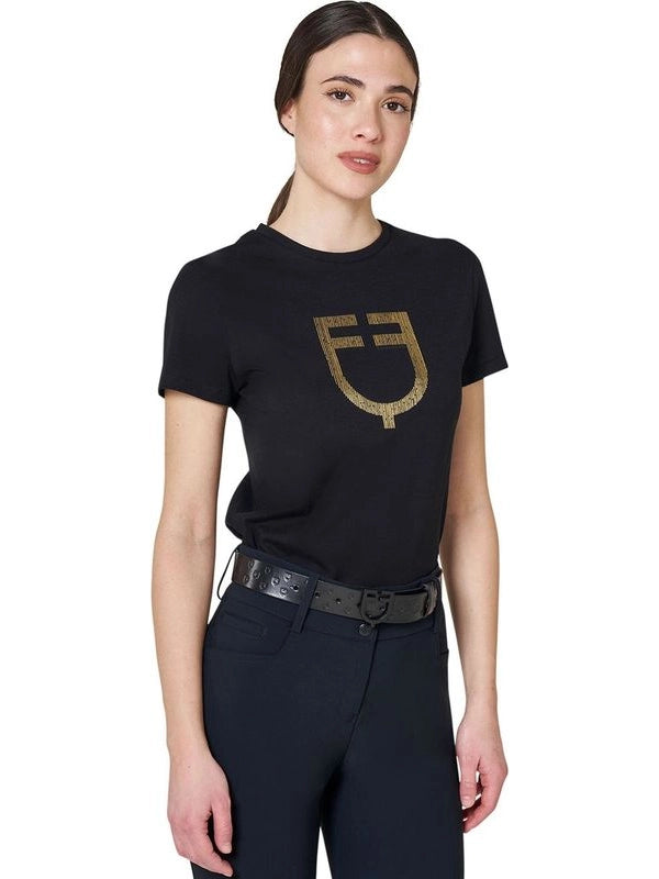 T-shirt donna con logo in lamina