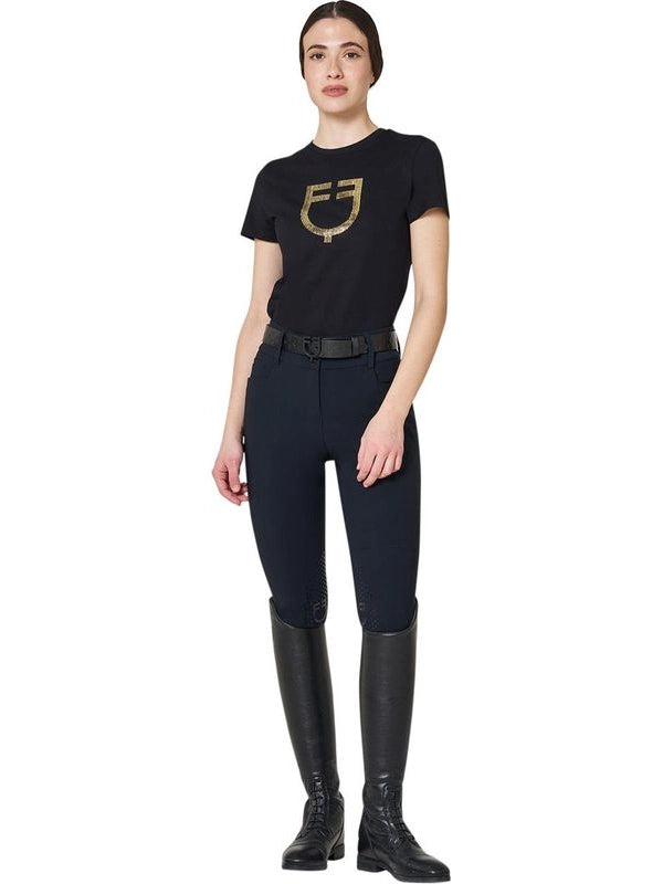 T-shirt donna con logo in lamina