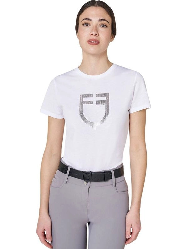 T-shirt donna con logo in lamina