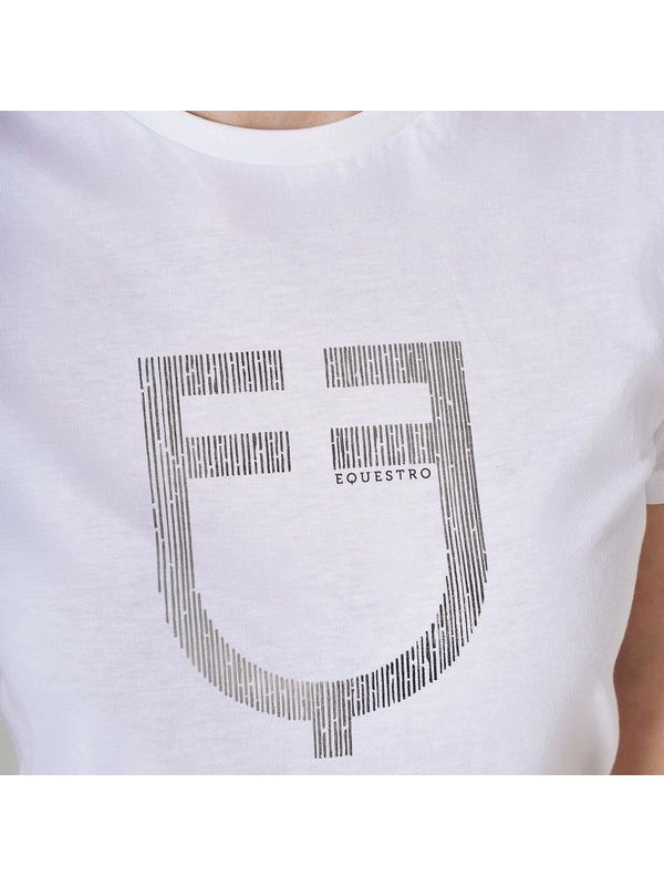 T-shirt donna con logo in lamina