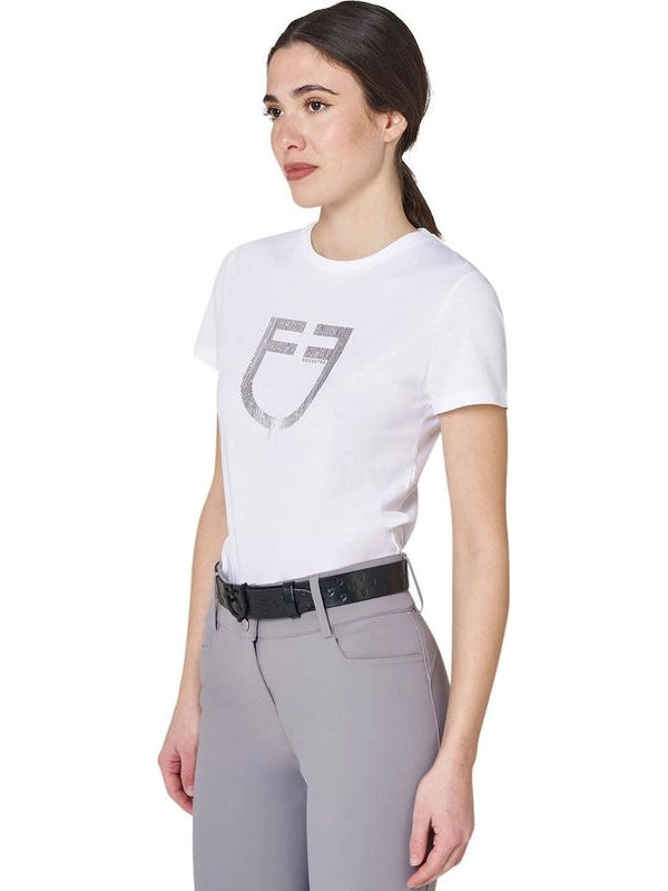 T-shirt donna con logo in lamina