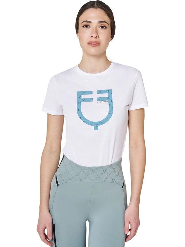 T-shirt donna con logo monogram effetto velluto
