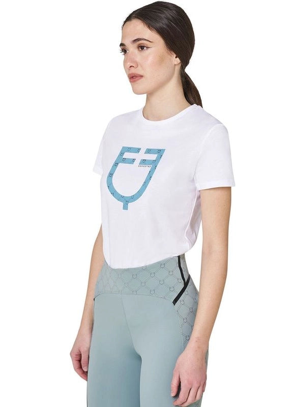 T-shirt donna con logo monogram effetto velluto