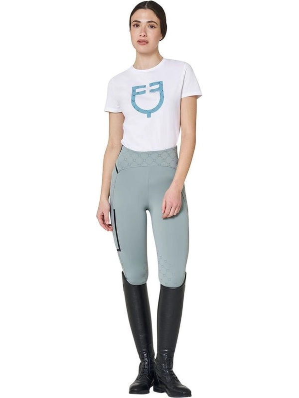 T-shirt donna con logo monogram effetto velluto