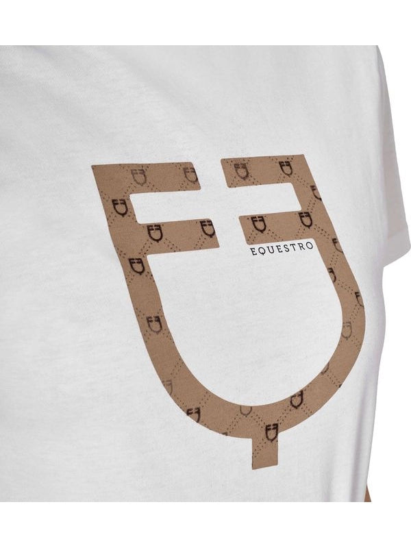 T-shirt donna con logo monogram effetto velluto