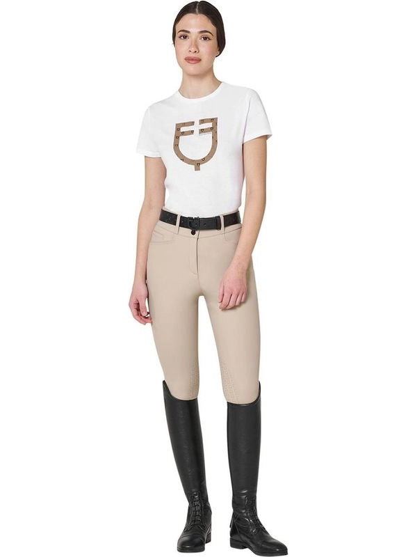 T-shirt donna con logo monogram effetto velluto