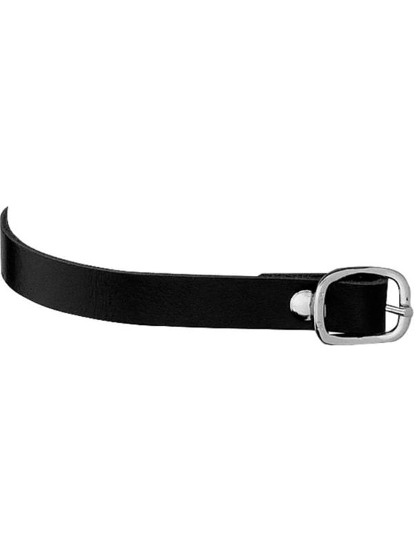 Hs spur straps leather black  45cm w.buckle steel chr.pl.
