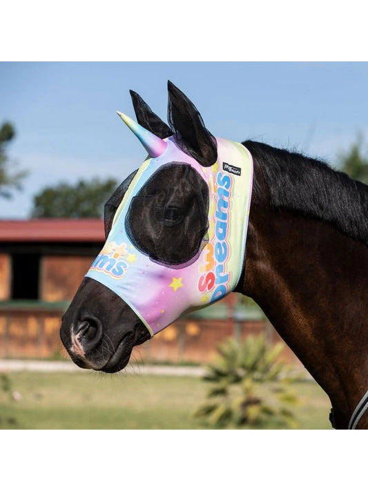 Maschera anti mosche con retina copriorecche unicorno