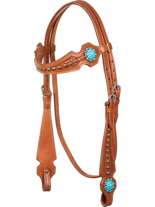 Briglia western con pietre blu