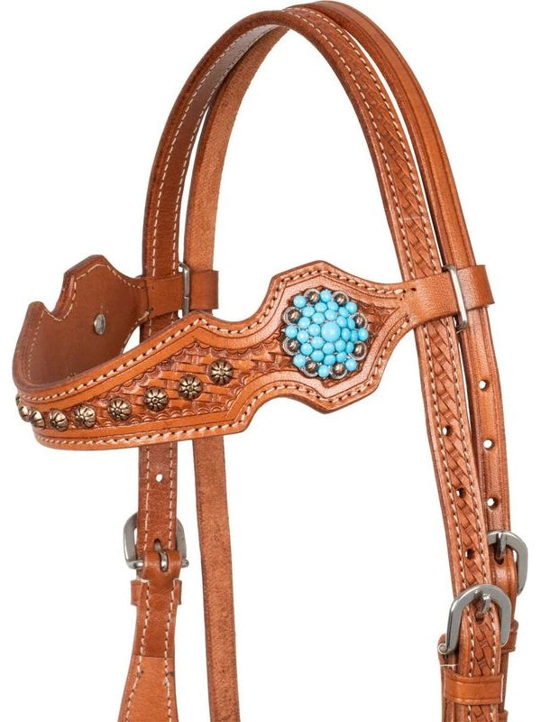 Briglia western con pietre blu