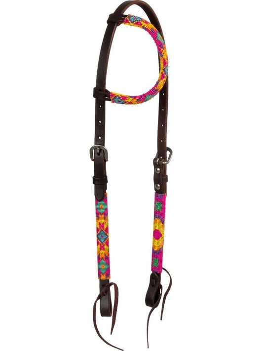 Briglia western con perline multicolore e oliata a un orecchio