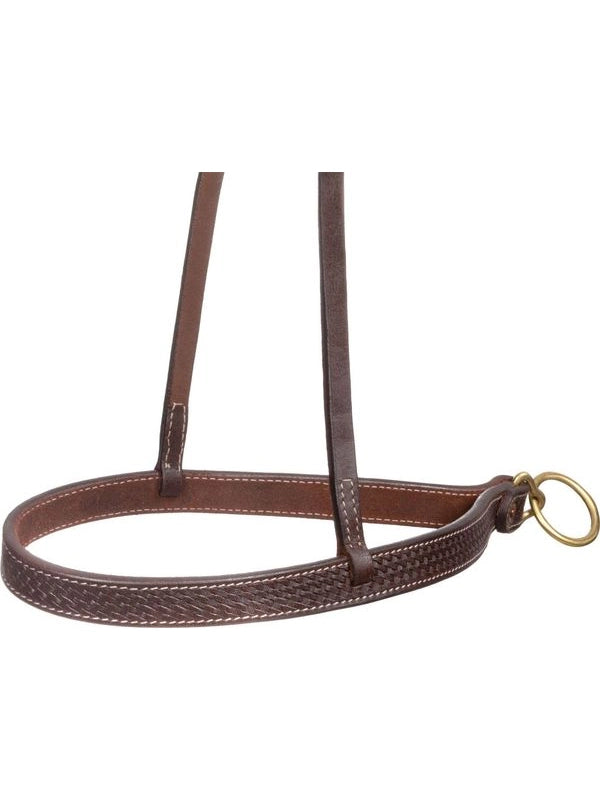 Abbassatesta a un orecchio in cuoio con fibbie in ottone